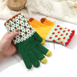 Winter Thicken Warm Gloves For Women Students Cute Sunflower Knitted Touch Screen Gloves Girls Outdoor Riding Skiing Gloves New