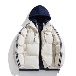 New Solid Color Hooded Couple Style Autumn Winter Trendy Hooded Fake Two-piece Jacket Windproof Thickened Warm Padded Jacket