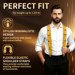 Mens Suspenders 2" Wide Adjustable and Elastic Braces X Shape with Very Strong Clips - Heavy Duty tape measure suspenders formen
