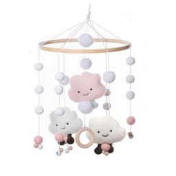 DIY Baby Crib Bed Bell Holder Arm Toy Imitation Wood Grain Infant Bed Decoration Toys Rotating Music Box Nut Screw Arm Bracket