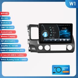 10.1 " Hizpo 2Din Android Auto Car Radio for Honda Civic 2006 - 2011 Snapdragon 6115 GPS RDS DSP BT 4G CarPlay SWC 360 ° CAM