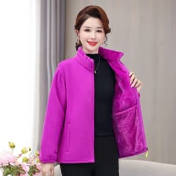 Thickened Fleece Coral Sweater Coat for Middle-Aged And Elderly Women Autumn Winter Casual Style Zipper Closure Loose Fit Mom...