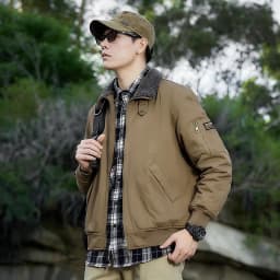 Autumn Winter Fleece Washed Jacket Men's Thick Warm Casual Outerwear