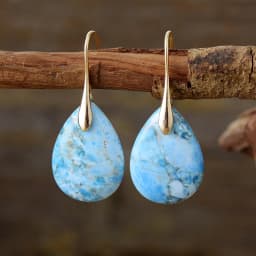Classy Designer Hook Natural Stone Dangling Huggie Woman Waterdrop Earrings Elegant Gems Jewellery Creative Gifts