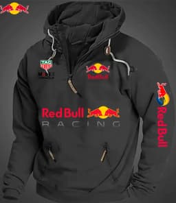 Red Bull Hot Men's Warm Hoodie - Winter Spring - Comfortable Zipper and Multiple Pockets - Classic Solid Color