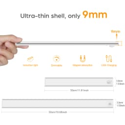 High Capacity Battery USB Rechargeable LED Light Bar Aluminium Motion Sensor Magnetic Strip For Stairs Closet Cabinet Night Lamp