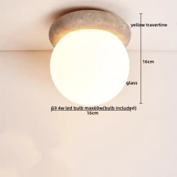 IWHD Wood Canopy LED Ceiling Light Fixture Nordic Modern Simple Ellipse Natural Yellow Travertine Ceiling Lamp Lamparas De Techo