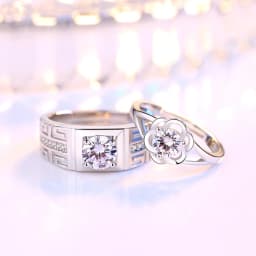 2PCS Couple Ring 925 Sterling Silver AAA Zircon for Women and Men Sweet Wedding Fine Jewelry Accessories Party Gift