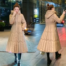 Long Down Cotton Coats Womens Black Parkas 2025 New Winter Warm Jacket Female Hooded Cotton-padded Coat Thicken Warm Puffer Coat