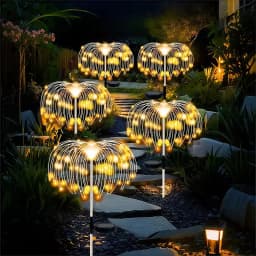 Solar Starburst Firework Stake Lights 60-420LED 8 Modes Waterproof IP54 Rating Garden Yard Pathway Warm White White Colorful Day