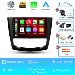 Android 16 9 Inch Carplay For RENAULT KADJAR 2015 - 2019 Car Radio Multimedia Center Bluetooth 4G Wifi Rear Camera Touch Display