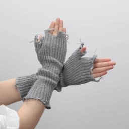1pair Black Tattered Punk Unisex Fingerless Cuff Knit Gloves Women Men Elbow Length Mittens Broken Stretch Arm Warmer Gloves