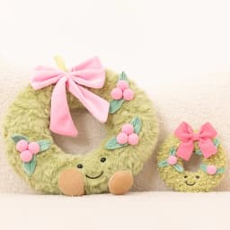 Sweet Green Wreath Plush Toy Stuffed Smiling Humanoid Pink Bow Tie Plushie Kawaii Home Decor Christmas Gift