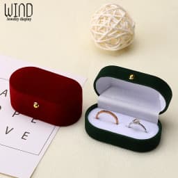 Wedding Ring Packaging Box Ear Studs Holder Velvet Engagement Couple Ring Box Valentine Gift Double Rings Storage Display Case