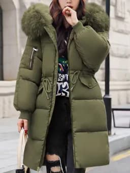 Korean Fashion Winter Solid Color Long-sleeved Down Cotton Jacket Women Bread Fur Collar 2026 New Korean Version Thickened Coat