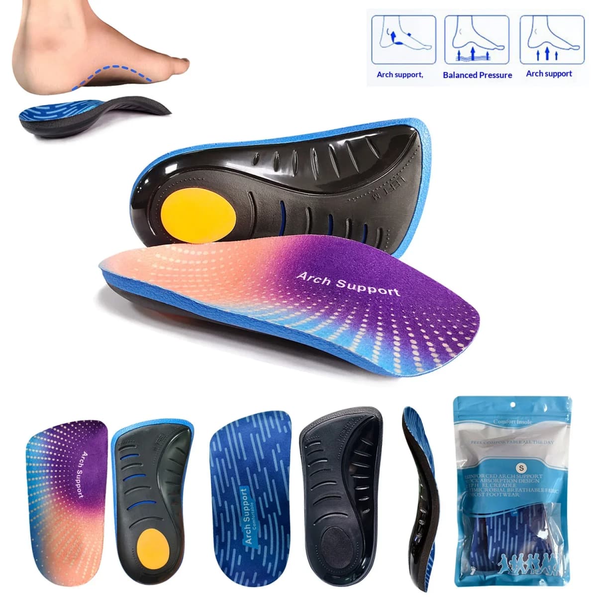 New Arch Support Pad For Plantar Fasciitis Feet Care Insoles Orthopedic Insoles Orthotics Flat Foot Health Sole Pad Insert