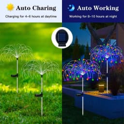 Solar Firework Lights 60-420LED Garden Stake Lamp 8 Modes Waterproof IP54 Rating Warm White White Colorful Pathway Party Decor