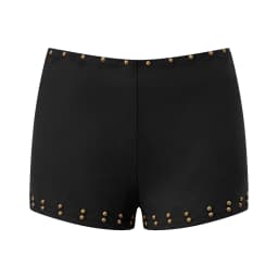 Lamuusaa y2k Women Studded Shorts Summer Solid Color Tight Fitted Mid Rise Mini Shorts with Back Zipper Streewear Office Party