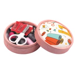 Home Travel Sewing Kit Box Circular Portable Mini Storage Box Needlework Threads Scissor Storage Boxes Set DIY Sewing Tool