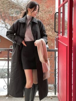 Elegant Street Style Cotton Jacket Women's Chic Vintage Lapel Belted Mid-Length Coat Polyester Fabric Long Sleeve Winter Oute...