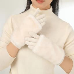 Double Set Fashion Personality Suede Winter Keep Warm Touch Screen Women Gloves Hairy Imitation Mink Velvet Half Finger Gloves