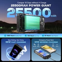 Ulefone Armor 34+ 5G Rugged Phone Smartphone Android 15 25500mAh 66W Up to 32GB+512GB 6.95" 120Hz Display Versatile LED Light