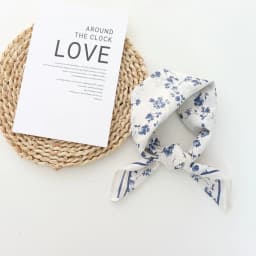 2025 Korean Style All-Matching Floral Square Scarf Cotton Small Scarf Retro Women's Thin Fresh Decoration Silk Scarf Headband