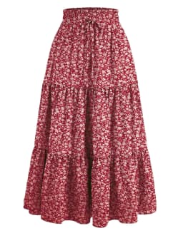 Women's Summer Solid Color Bohemian A-line Midi Skirts 2025 New Female Vacation Casual Loose Faldas