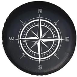 Compass Rose Black Spare Tire Cover UV Sun Wheel Covers Fit for Trailer, RV, SUV and Many Vehicle 15 Inch