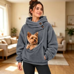 Women Casual Plush Solid Color Pet Pocket Half Zipper Hoodless Sweatshirt Funny Pullover Polyester Sweatshirt Women
