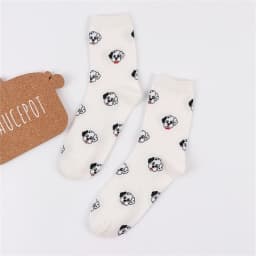 Unisex Funny Cartoon Dogs Head Socks Warm Soft Japanese Korean Cute Happy Puppy Husky Starling Dalmatian Teddy Cotton Sokken