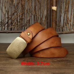 3.3cm Pure Cowskin Men Belt Genuine Leather Belt High Quality Smooth Brass Buckle Strap Male Jeans Luxury Designer Belts for Man