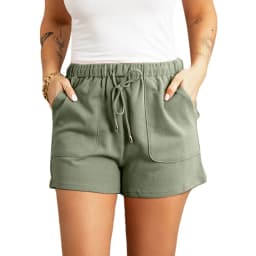 Summer casual pants women's solid color new high waist straight tube drawstring loose casual shorts women