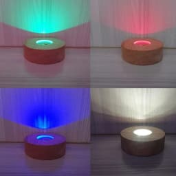 8CM Round Solid Wooden Light Base LED Wooden Night Light RGB and 3Colors Solid Crystal Ball Base Lamp Batteries Powered Wireless