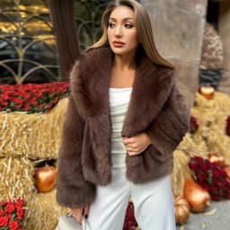 Women Faux Fur Coats Solid Short Jackets Big Turn Down Collar Long Sleeves Open Stitch Straight Fit Casual 2025 Autumn Winter