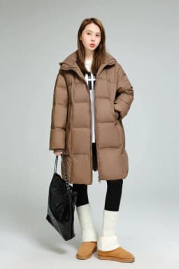 Winter Knitted Hooded Splice Down Jacket Women White Duck Down Double Zipper Outwears Female Warm Mid-length Parker Down Jacket
