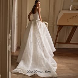 Temperament A-Line Sleeveless Vestido De Novia Customized Appliques Organza Wedding Dress Modern Zipper Back Robe de mariée