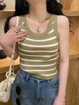 2026 Spring Summer Slim Fit All-Match Crop Top Women Tank Top Knit Camisole Solid Color Inner Wear Base Top