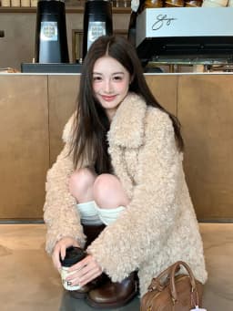 Lamb Fur Jacket Women's Mid-Length Winter Turn-down Collar Loose Thickened Desert Style Faux Fur Sheepskin Coat