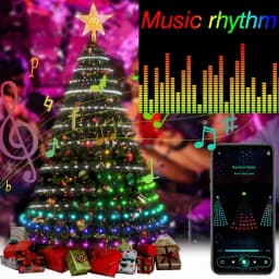 Christmas Decorations 2024 Tree Led Lights String Application DIY Image LED RGB IC Fairy Bluetooth Control