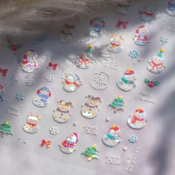 5D Laser Winter Snowflake Christmas Shiny Rhinestone Embossed Relief Self Adhesive Nail Art Decoration Sticker Manicure Decals