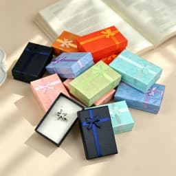 32pcs 5x8cm Jewelry Box with Sponge Black Necklace Ring Studs Earrings Paper Jewellery Boxes Birthday Gift Packaging Display