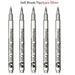 Brush Metallic Craftwork Pen Silver/Gold Permanent Acrylic Paint Pens Markers for Rock Painting 1-5MM Soft/Hard Nib Art Supplies