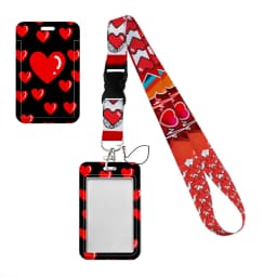 Simple Marble Heart Rainbow Card Holder with Buckle Lovely Hanging Rope ID Pass Hang Accessories Holder Lanyard Passr Case