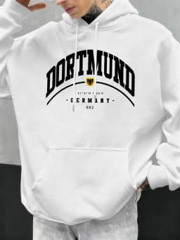Dortmund Germany Letter Pattern Autumn Hoody Men Casual Oversize Hoodies Fashion Fleece Clothing Personality Unisex Pullover