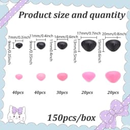 1 Box Safety Eyes and Noses Plastic Craft Doll Eyes with Washers Oval Plastic Bear Eyes and Noses for Stuffed Animals