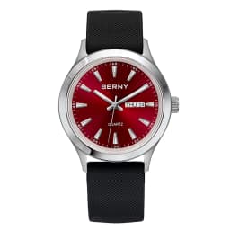 BERNY Men Watch Luminous Week Date Calendar Quartz watches for Men Stainless Steel Soft Silicone Dress Business Wristwatch