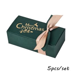 5Pcs Christmas Jewelry Gift Boxes With Ribbon Bow Small Merry Christmas Box For Ring Necklace Earring Bracelet Gift Packaging