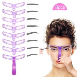 8 In 1 Reusable Eyebrows Shape Set Eye Brow Makeup Tools and Accessories Eyebrow Stencil Beauty Makeup Brow Stamp Template
