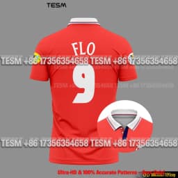 Men Red Retro Polo Collar Soccer Jersey 3D Print Short Sleeve T-shirt Breathable Football Training Tops Unisex Sports Streetw